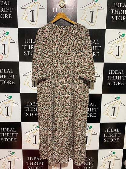 GEORGE |XL| BUST 23| A3| VINTAGE DAISY FLORAL PRINT MIDI DRESS WITH RUFFLE HEM