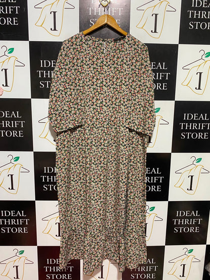 GEORGE |XL| BUST 23| A3| VINTAGE DAISY FLORAL PRINT MIDI DRESS WITH RUFFLE HEM