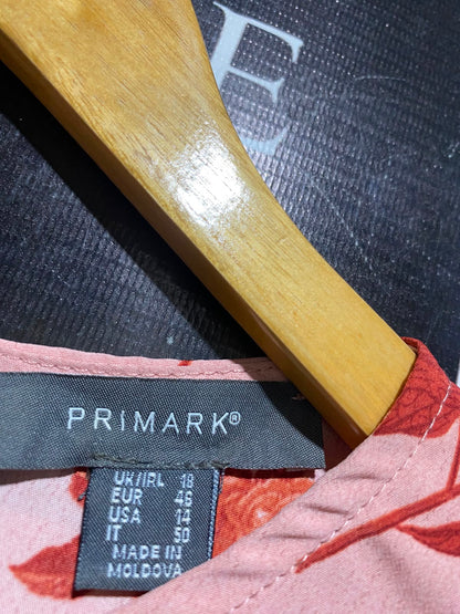 PRIMARK |L| BUST 20| A3| ROMANTIC DUSTY PINK FLORAL MIDI DRESS WITH EMPIRE WAIST