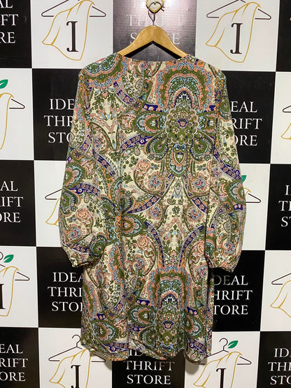 SHEIN |L| BUST 22| A3| BOHEMIAN TIERED PAISLEY PRINT LONG SLEEVE MINI DRESS