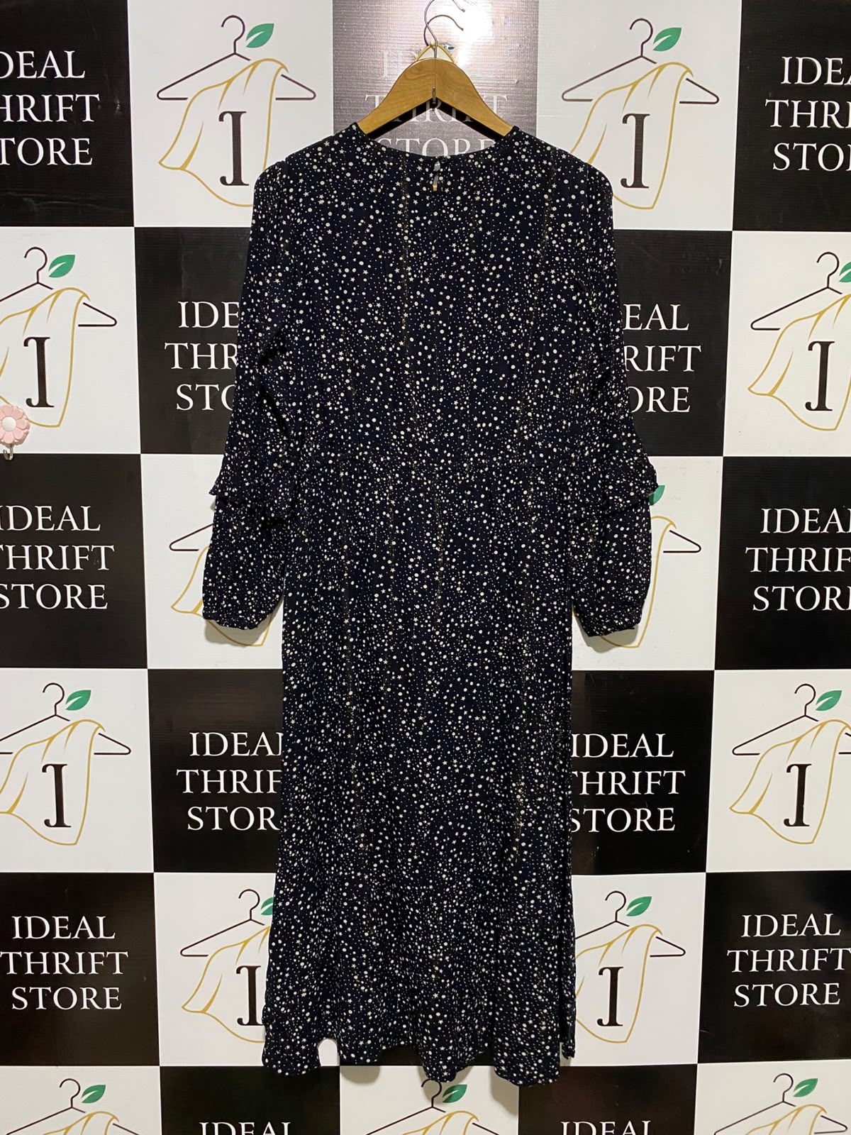 PAPAYA |L| BUST 20| A3| WHIMSICAL CELESTIAL STAR PRINT LONG SLEEVE MIDI DRESS