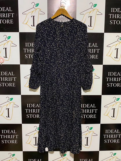 PAPAYA |L| BUST 20| A3| WHIMSICAL CELESTIAL STAR PRINT LONG SLEEVE MIDI DRESS