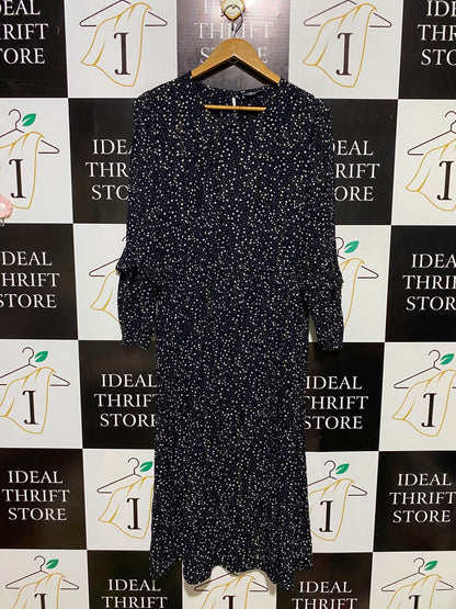 PAPAYA |L| BUST 20| A3| WHIMSICAL CELESTIAL STAR PRINT LONG SLEEVE MIDI DRESS