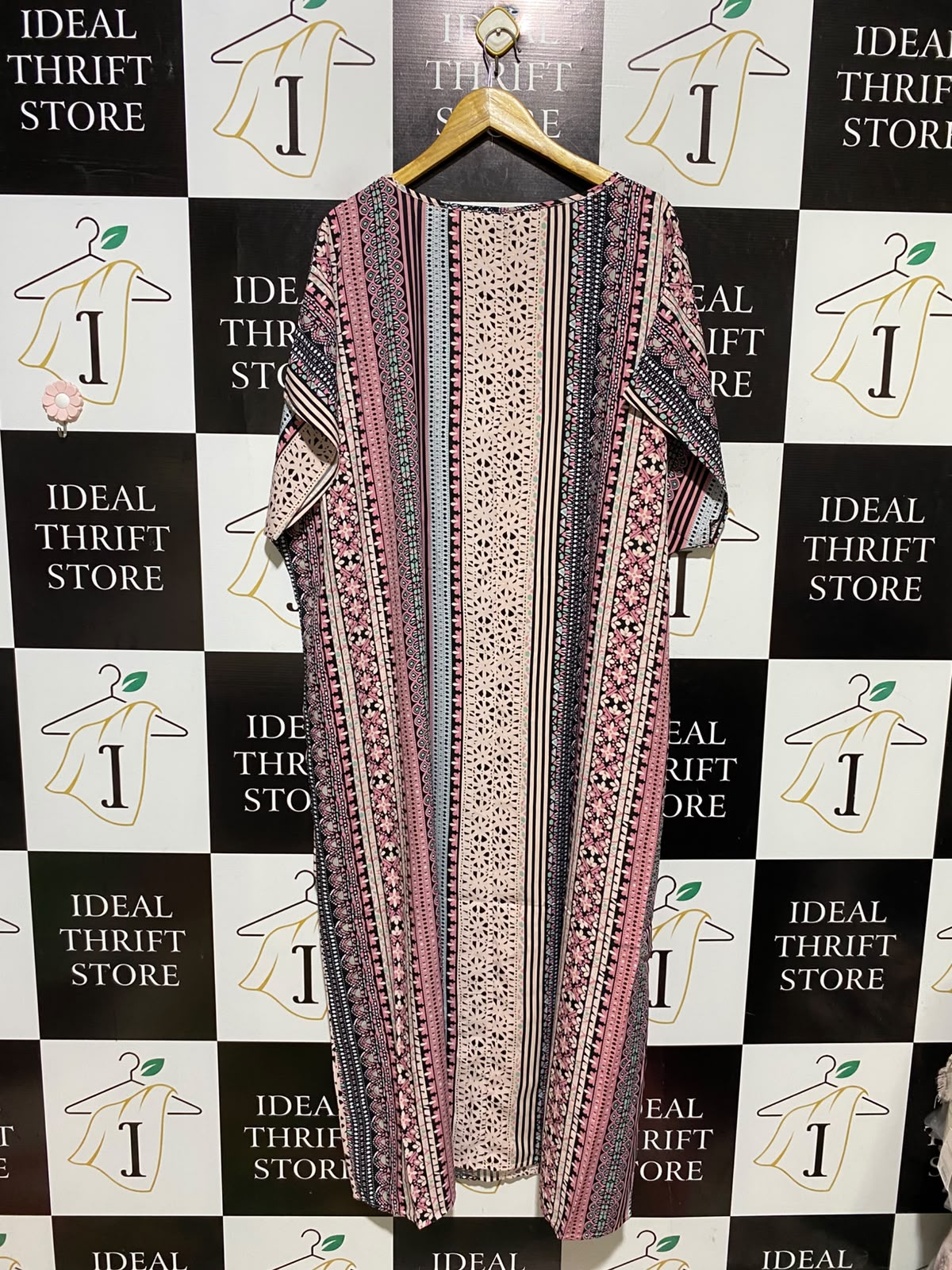 SHEIN CURVE |XL| BUST FREE| A2| BOHEMIAN MULTICOLOR STRIPED PATTERN KAFTAN MAXI DRESS WITH POCKETS