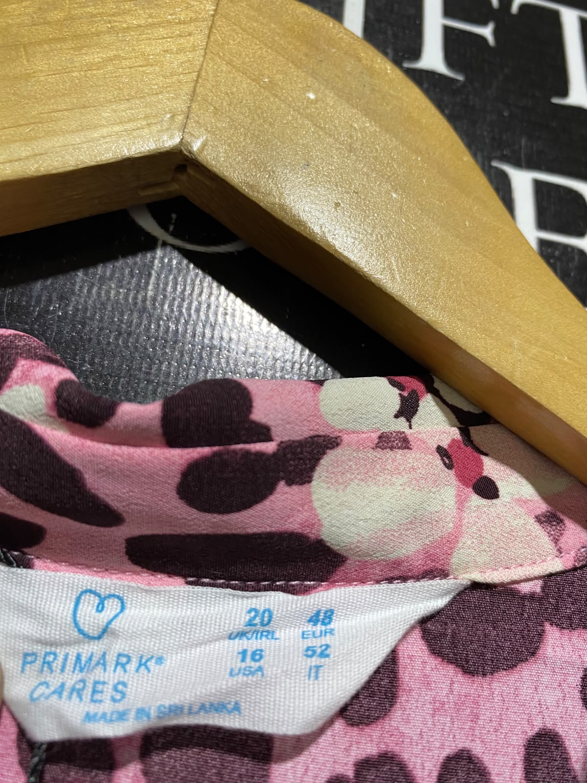 PRIMARK CARES |L| BUST 20| A2| CHIC PINK LEOPARD AND FLORAL PRINT BUTTON-FRONT SHIRT DRESS WITH WAIST TIE