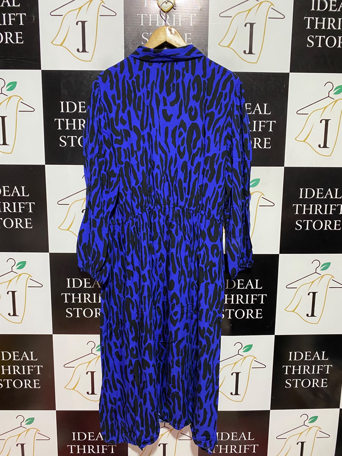 GEORGE |XL| BUST 23| A2| STUNNING COBALT BLUE AND BLACK ANIMAL PRINT SHIRT DRESS