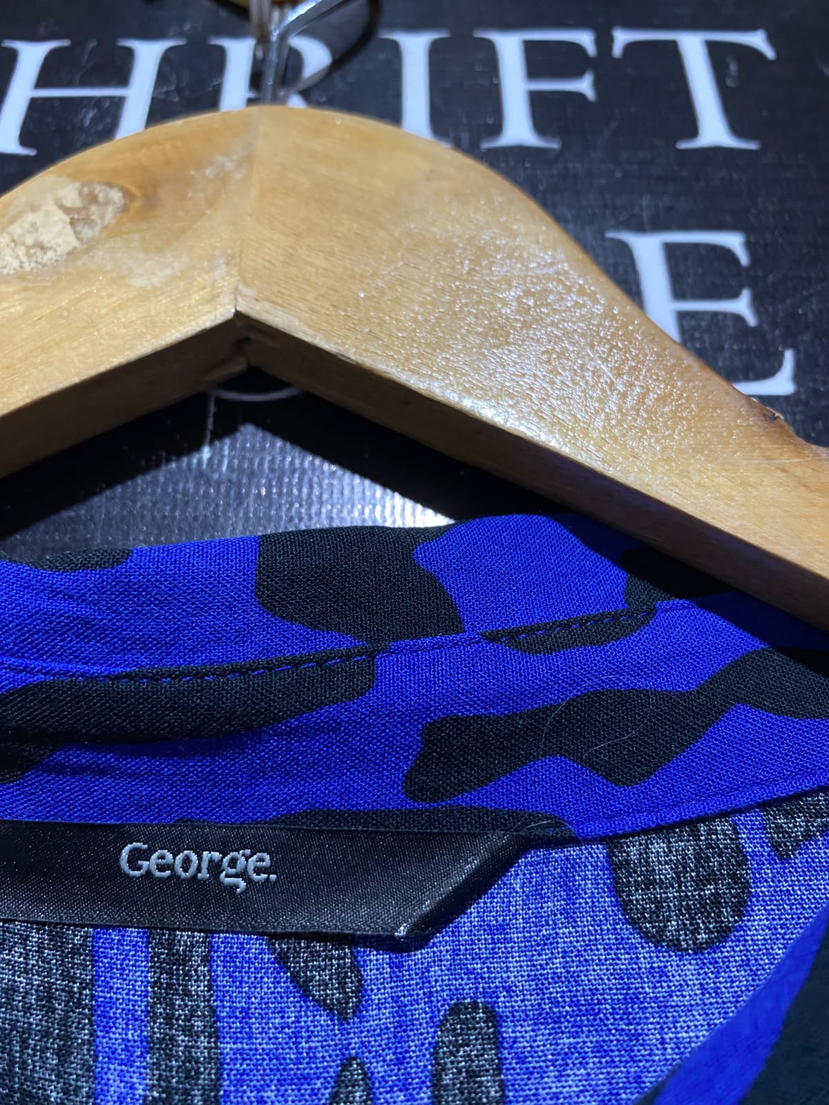 GEORGE |XL| BUST 23| A2| STUNNING COBALT BLUE AND BLACK ANIMAL PRINT SHIRT DRESS
