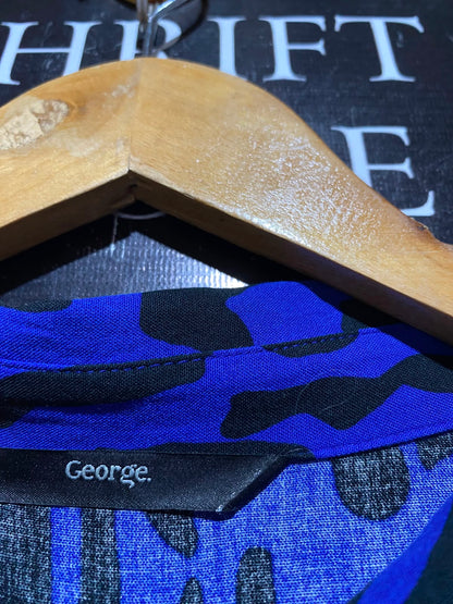 GEORGE |XL| BUST 23| A2| STUNNING COBALT BLUE AND BLACK ANIMAL PRINT SHIRT DRESS