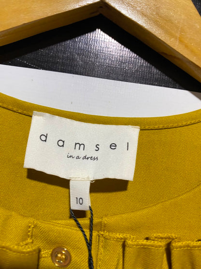 DAMSEL |M| BUST 19| A2| MUSTARD YELLOW DOUBLE HEART RUFFLE MINI SHIFT DRESS