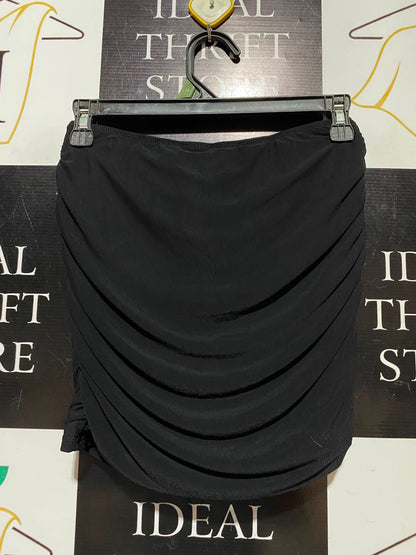 SHEIN |S| WAIST 25| A2| MOD BLACK RUCHED BODYCON MINI SKIRT NWT
