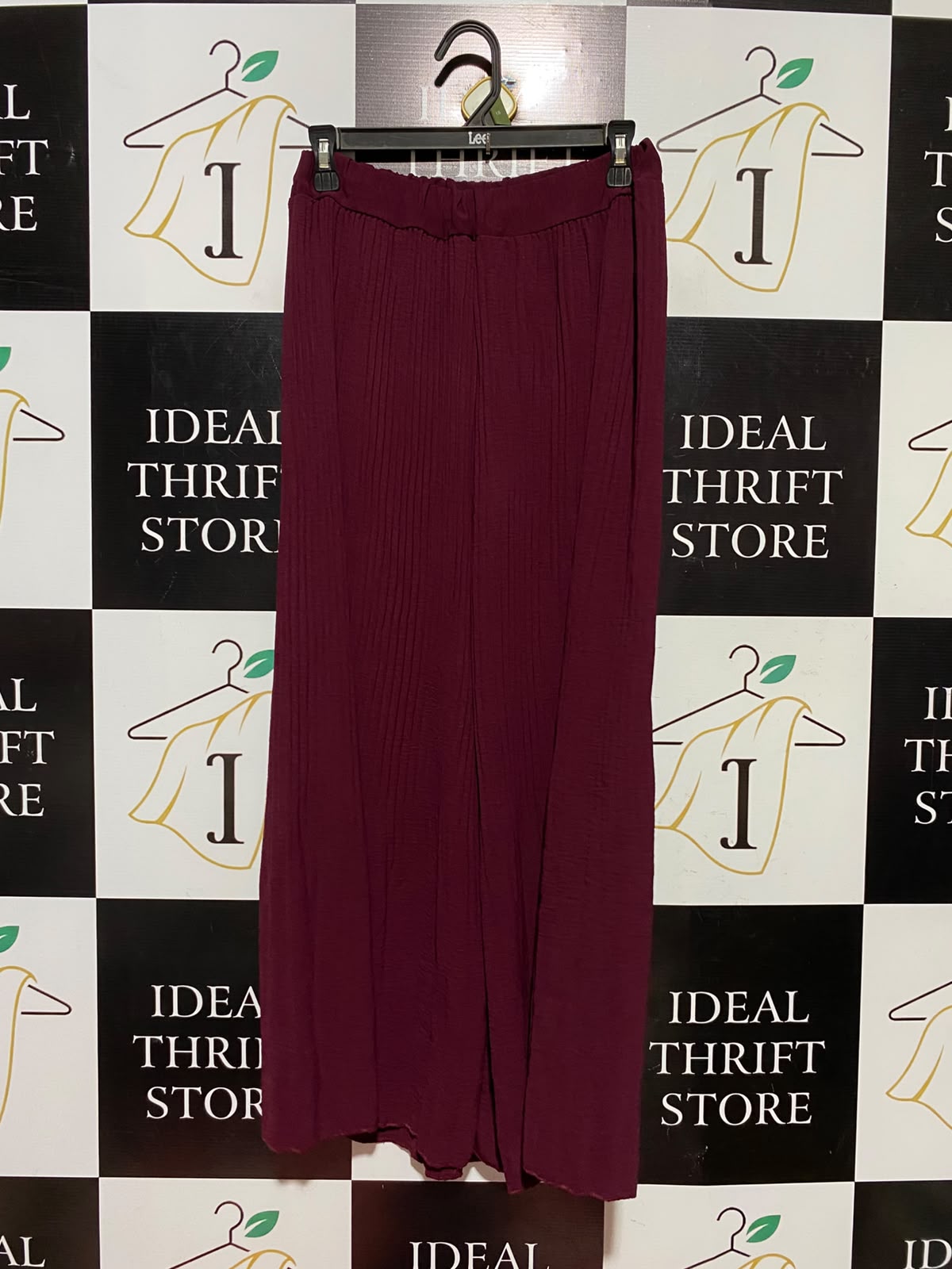|S| WAIST 26| A2| BURGUNDY CRINKLE PLISSE WIDE LEG PALAZZO PANTS