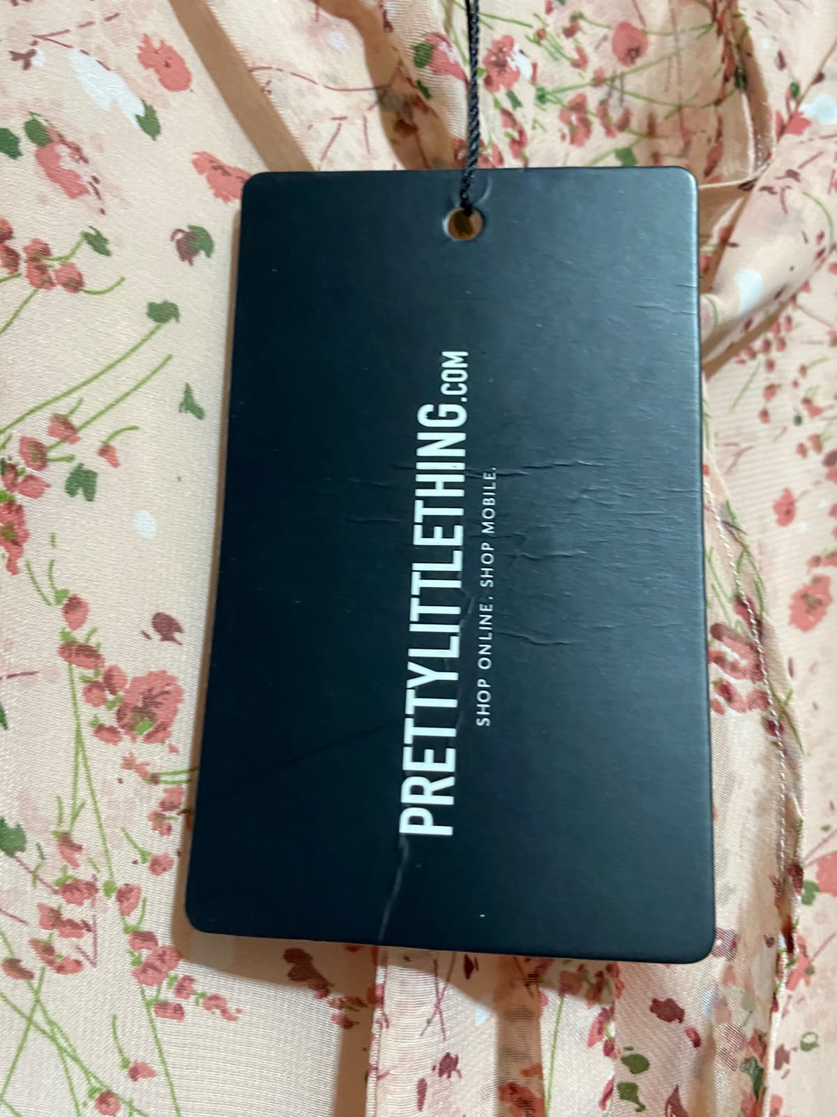 PRETTYLITTLE THING |S| WAIST 25| A2| PEACH FLORAL CHIFFON HIGH-LOW RUFFLE MIDI SKIRT NWT