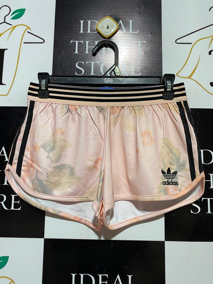 ADIDAS |S| WAIST 26| A2| ORIGINALS PEACH FLORAL TIE-DYE 3-STRIPES DOLPHIN RUNNING SHORTS