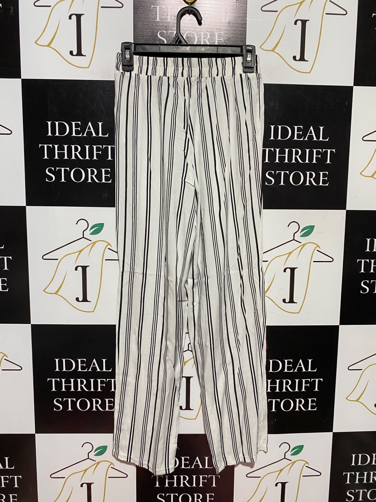 PRIMARK |S| WAIST 25| A2| WHITE AND BLACK STRIPED DRAWSTRING WIDE-LEG LOUNGE PANTS NWT