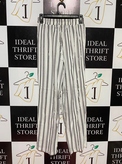PRIMARK |S| WAIST 25| A2| WHITE AND BLACK STRIPED DRAWSTRING WIDE-LEG LOUNGE PANTS NWT
