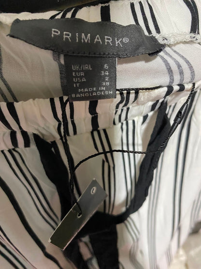 PRIMARK |S| WAIST 25| A2| WHITE AND BLACK STRIPED DRAWSTRING WIDE-LEG LOUNGE PANTS NWT