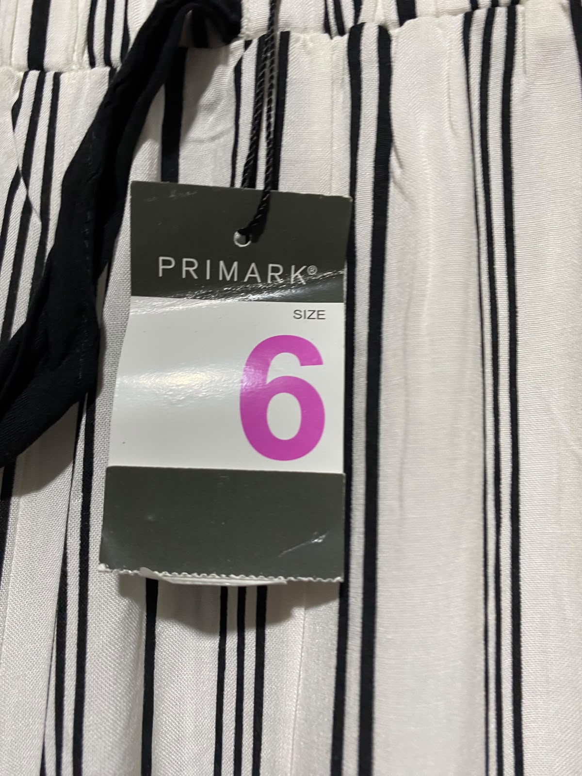 PRIMARK |S| WAIST 25| A2| WHITE AND BLACK STRIPED DRAWSTRING WIDE-LEG LOUNGE PANTS NWT