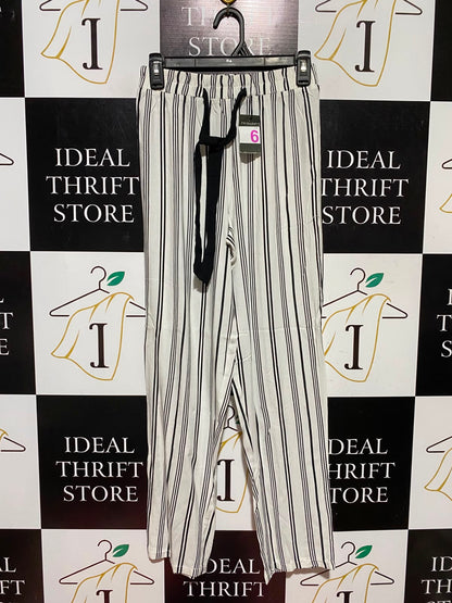 PRIMARK |S| WAIST 25| A2| WHITE AND BLACK STRIPED DRAWSTRING WIDE-LEG LOUNGE PANTS NWT