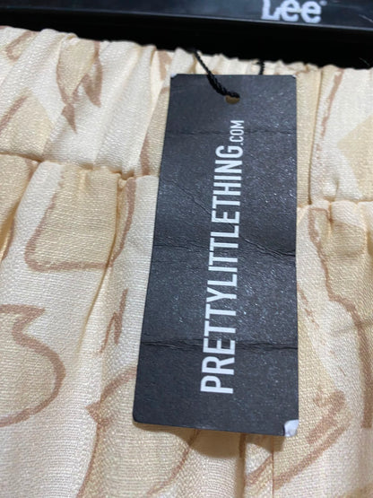 PRETTYLITTLE THING |XS| WAIST 24| A2| BEIGE ABSTRACT GEOMETRIC PRINT WIDE-LEG LOUNGE PANTS NWT
