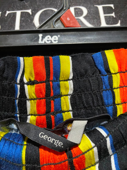 GEORGE |L| WAIST 31| A2| MULTICOLOR VERTICAL STRIPED PAPERBAG WAIST WIDE-LEG CULOTTES PANTS NWT