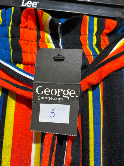 GEORGE |L| WAIST 31| A2| MULTICOLOR VERTICAL STRIPED PAPERBAG WAIST WIDE-LEG CULOTTES PANTS NWT