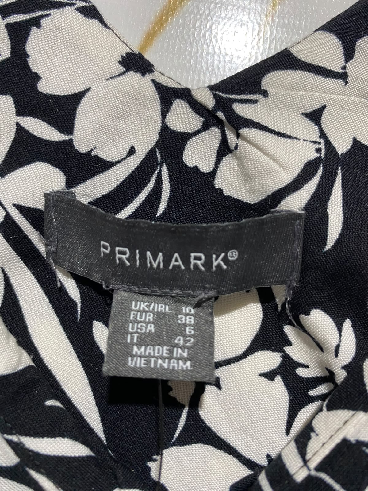 PRIMARK |M| BUST 18| A2| BLACK AND WHITE FLORAL V-NECK SPAGHETTI STRAP MIDI SLIP DRESS WITH SIDE SLIT