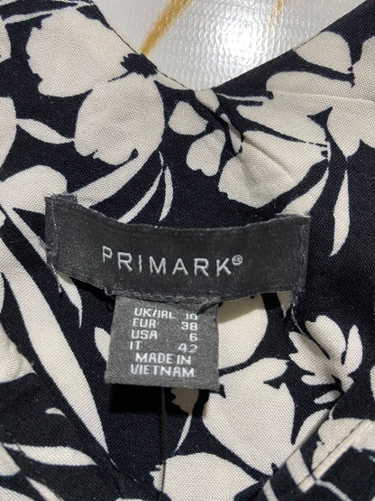 PRIMARK |M| BUST 18| A2| BLACK AND WHITE FLORAL V-NECK SPAGHETTI STRAP MIDI SLIP DRESS WITH SIDE SLIT