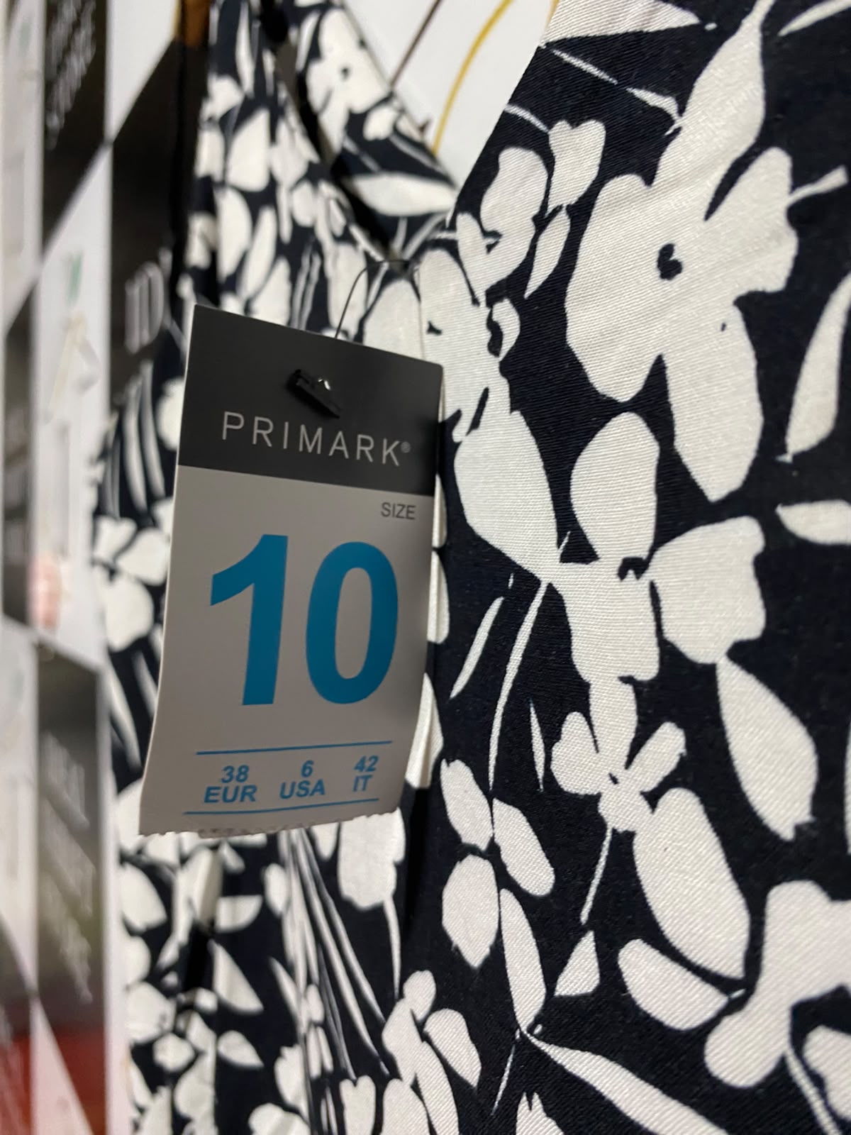 PRIMARK |M| BUST 18| A2| BLACK AND WHITE FLORAL V-NECK SPAGHETTI STRAP MIDI SLIP DRESS WITH SIDE SLIT