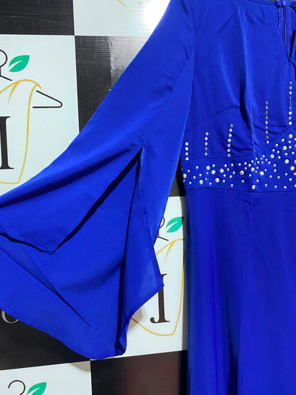 SHEIN |L| BUST 18| A2| BELLE ROYAL BLUE EMBELLISHED EMPIRE WAIST COBALT MAXI DRESS NWT
