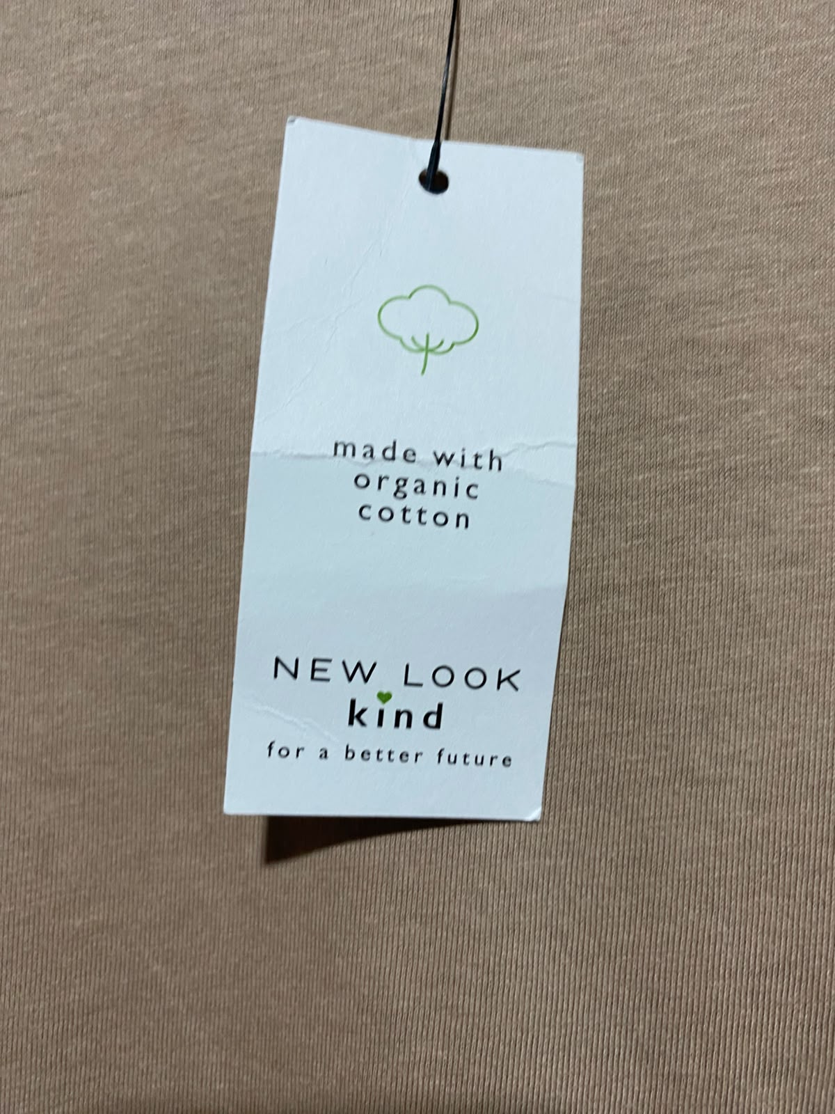 NEW LOOK |M| BUST 17| A2| TAN BEIGE ORGANIC COTTON TIERED BABYDOLL PEPLUM T-SHIRT TOP NWT