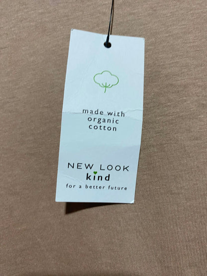 NEW LOOK |M| BUST 17| A2| TAN BEIGE ORGANIC COTTON TIERED BABYDOLL PEPLUM T-SHIRT TOP NWT