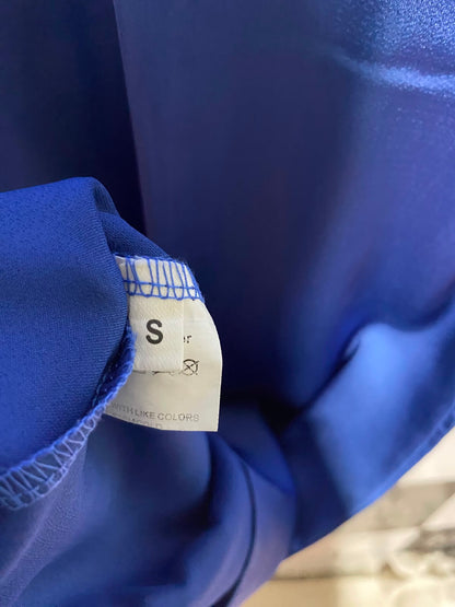|S| BUST 20| A2| ROYAL BLUE SATIN ROUND NECK LONG SLEEVE MAXI DRESS ABAYA