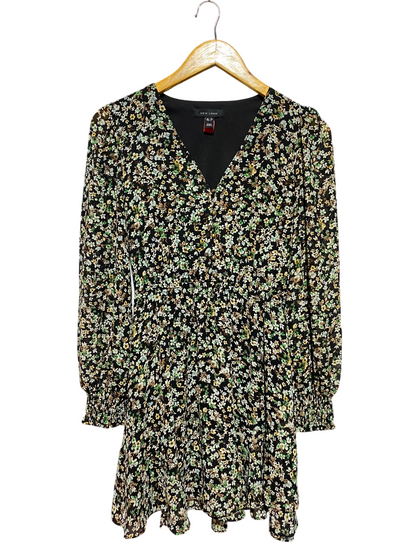 NEW LOOK |S| BUST 16| A3| BLACK MULTICOLOR DITSY FLORAL LONG SLEEVE MINI DRESS