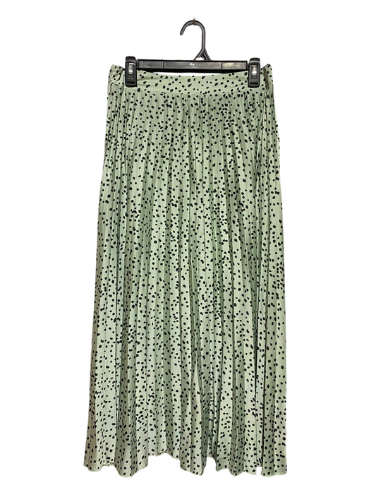 NEW LOOK |L| WAIST 30| A3| SAGE GREEN DOTTED PLEATED A-LINE MIDI SKIRT