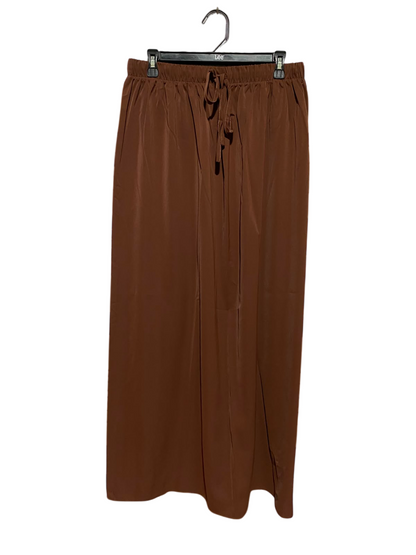 |L| WAIST 30| A3| CHOCOLATE BROWN ELASTIC DRAWSTRING WAIST WIDE-LEG LOUNGE PANTS