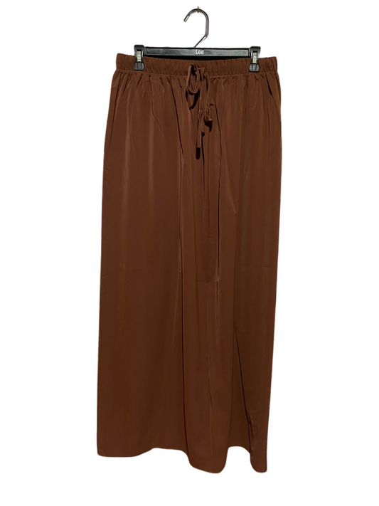 |L| WAIST 30| A3| CHOCOLATE BROWN ELASTIC DRAWSTRING WAIST WIDE-LEG LOUNGE PANTS