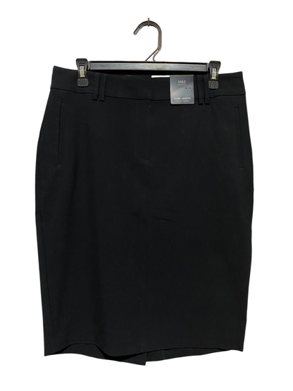 M&S |L| WAIST 32| A3| BLACK KNEE-LENGTH TWO-WAY STRETCH PENCIL SKIRT