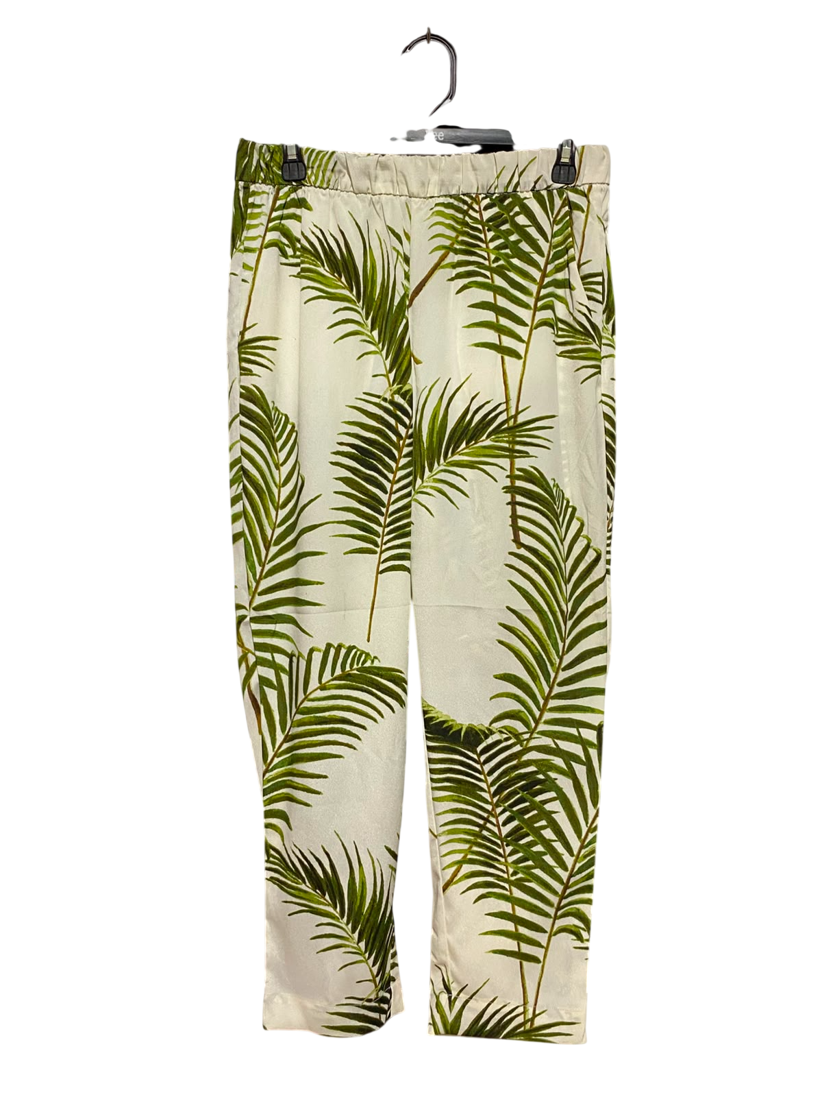 H&M |M| WAIST 28| A3| GREEN PALM LEAF PRINT ELASTIC WAIST TAPERED PANTS