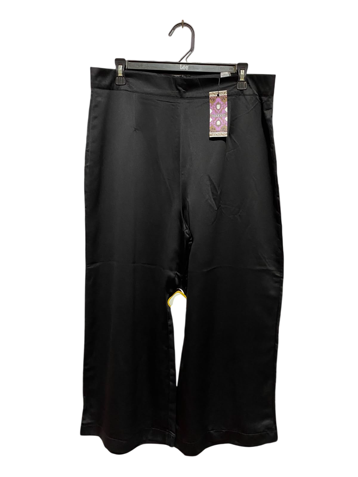 BOOHOO |XL| WAIST 34| A3| BLACK SATIN HIGH-WAISTED WIDE-LEG CULOTTE PANTS