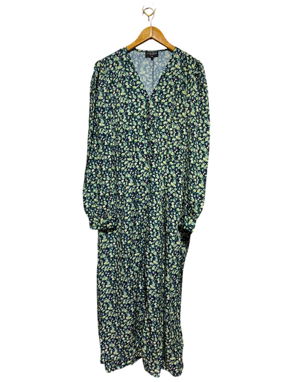 IN THE STYLE |L| BUST 20| A3| NAVY AND GREEN DITSY FLORAL LONG SLEEVE MAXI DRESS