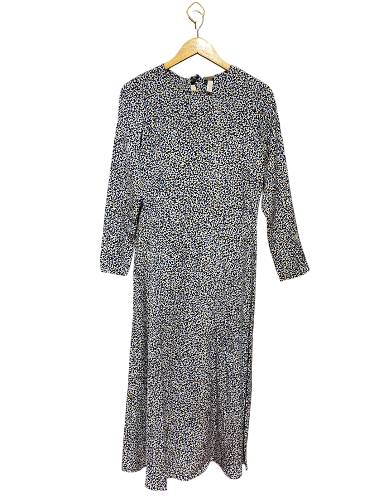 H&M |S| BUST 17| A3| MULTICOLOR MICRO DITSY CONFETTI PRINT LONG SLEEVE MAXI DRESS