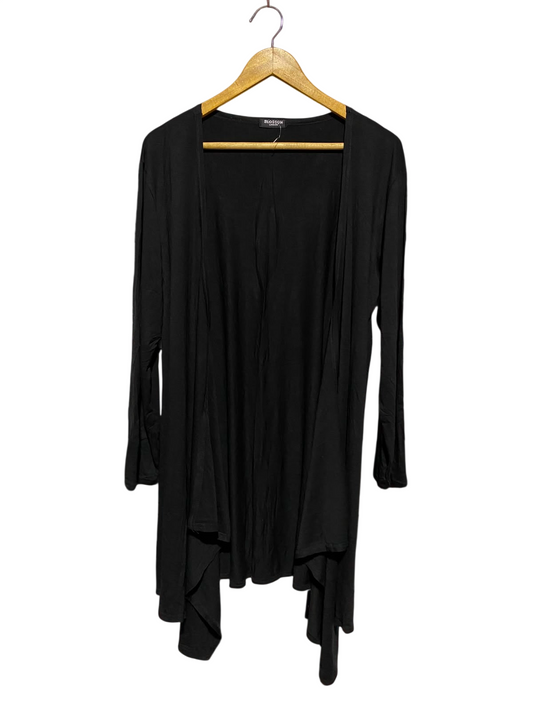 BLOSSOM LONDON |L| BUST 20| A3| BLACK OPEN-FRONT DRAPED WATERFALL CARDIGAN