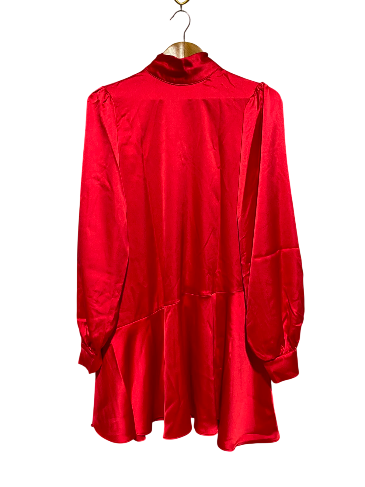 RIVER ISLAND |M| BUST 18| A3| VIBRANT RED SATIN HIGH MOCK NECK LONG SLEEVE MINI DRESS
