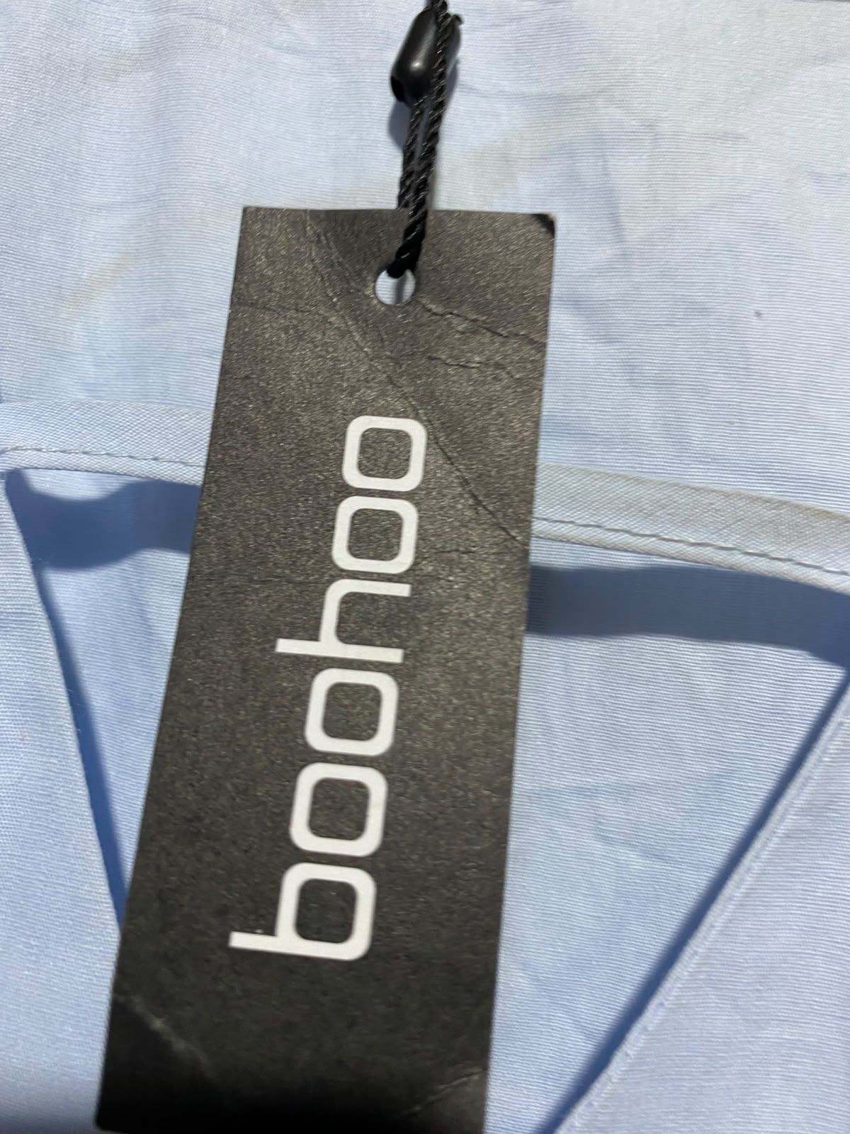 BOOHOO |L| BUST 21| A4| LIGHT BLUE COTTON POPLIN PUFF SLEEVE SMOCK TOP