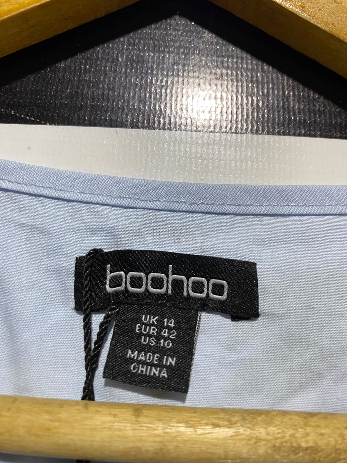 BOOHOO |L| BUST 21| A4| LIGHT BLUE COTTON POPLIN PUFF SLEEVE SMOCK TOP