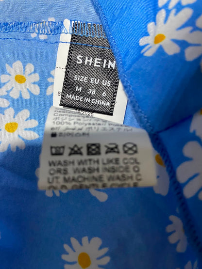 SHEIN |M| BUST 15| A4| BLUE DAISY FLORAL SMOCKED PUFF SLEEVE TIERED MIDI MAXI DRESS