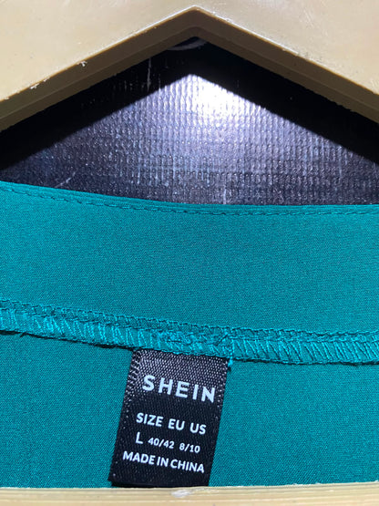 SHEIN |L| BUST 21| A4| EMERALD GREEN SHORT SLEEVE PLEATED EMPIRE WAIST MIDI DRESS