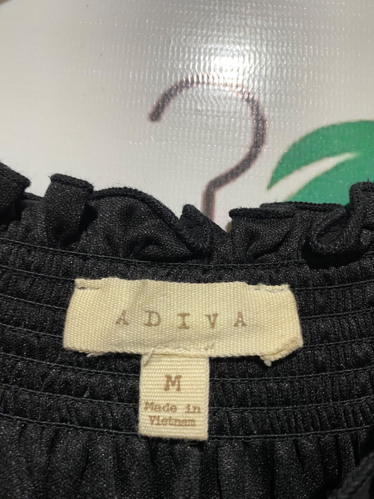 ADIVA |M| BUST 18| A3|BLACK CHIFFON SMOCKED NECK AND WAIST LONG SLEEVE BLOUSE