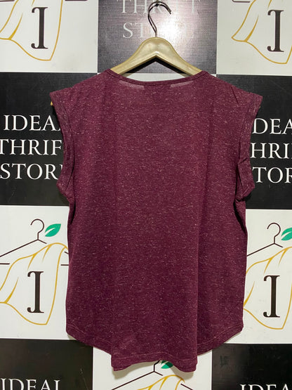 ATMOSPHERE |M| BUST 19| A3| MAROON HEATHER EMBELLISHED COLLAR SLEEVELESS BLOUSE TOP