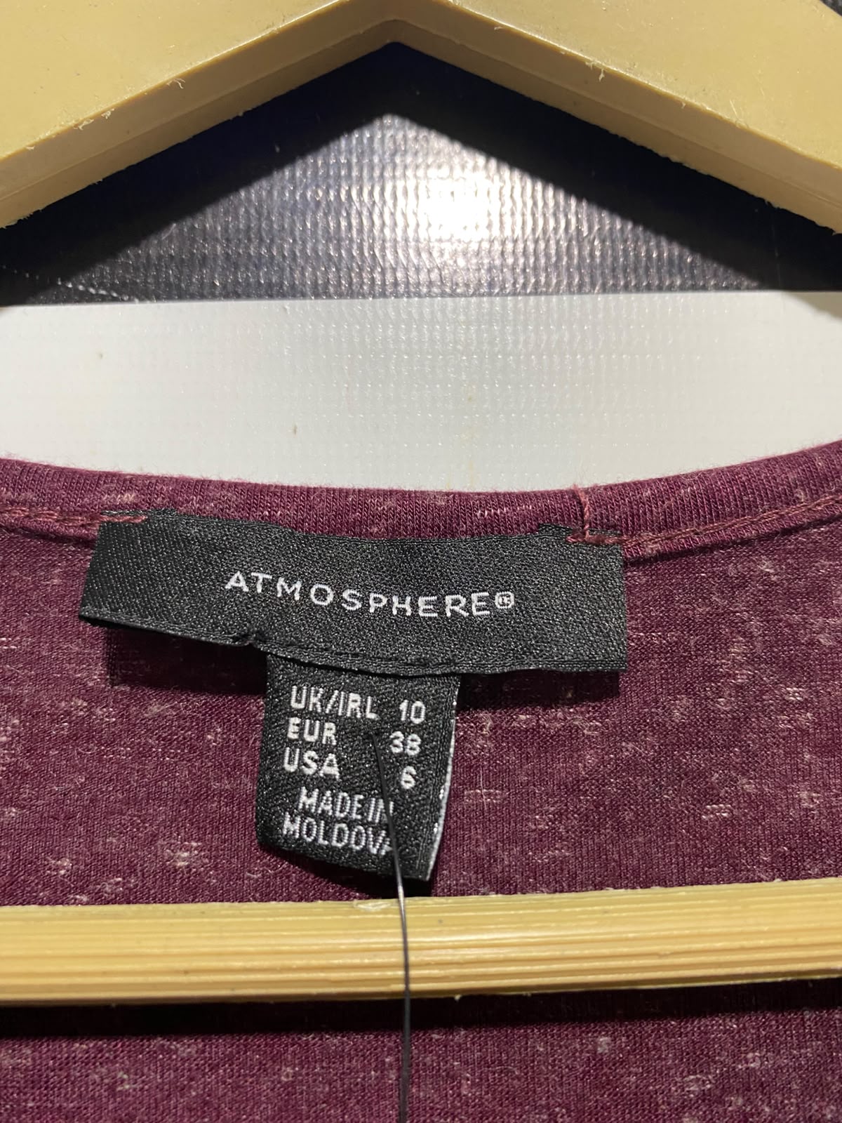 ATMOSPHERE |M| BUST 19| A3| MAROON HEATHER EMBELLISHED COLLAR SLEEVELESS BLOUSE TOP